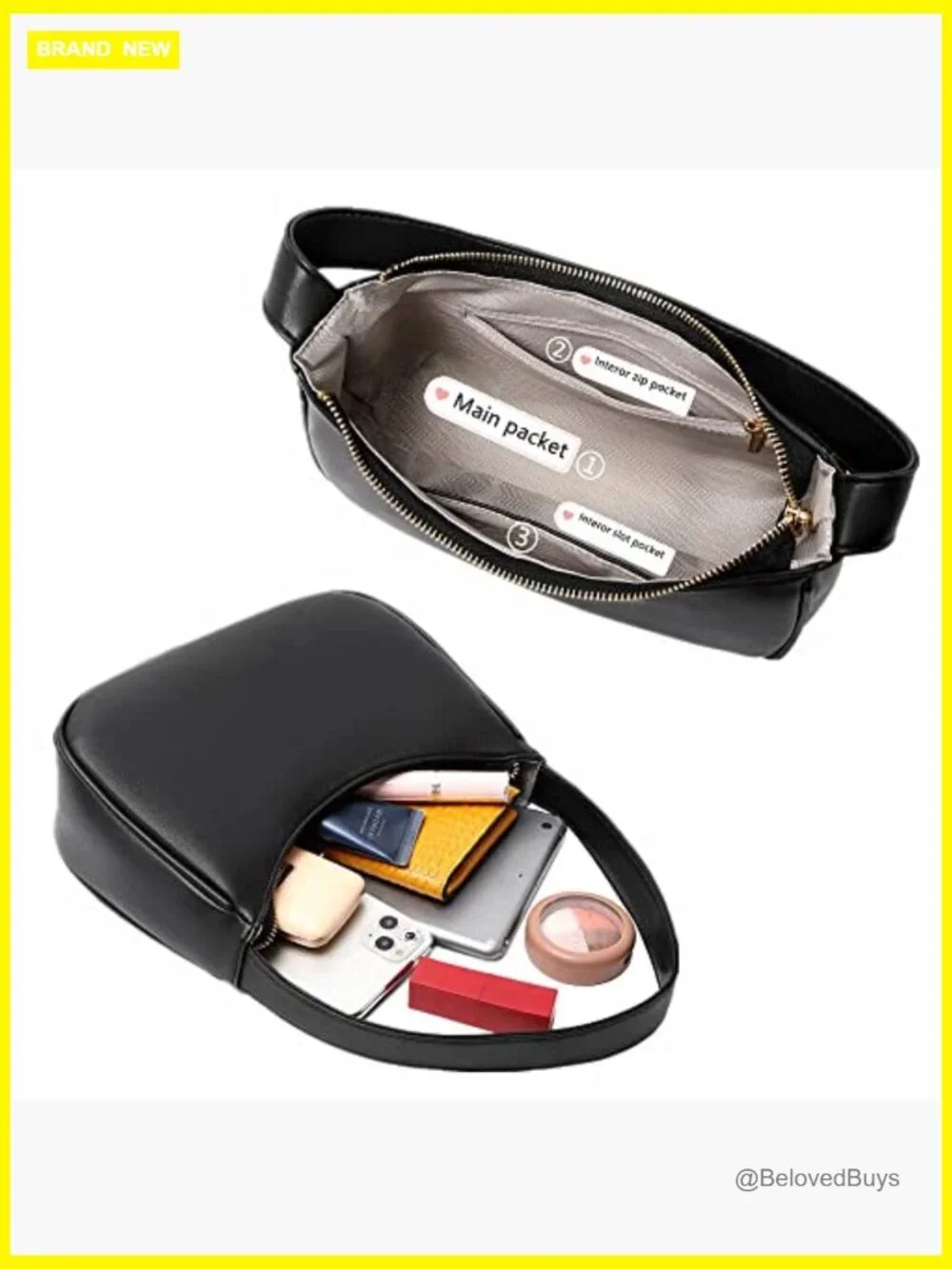 Cute Hobo Tote Handbag Mini Clutch Purse with Zipper Closure
